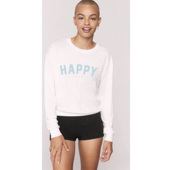 Spiritual Gangster HAPPY Crew Neck Savasana Ivory Sweatshirt Women Size M NWT - Picture 7 of 11
